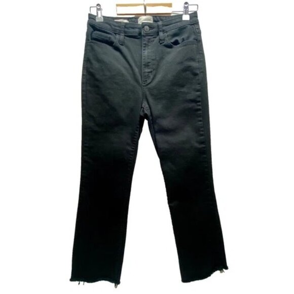 Universal Thread Jeans Women’s 6/28R Black Ankle Bootcut Raw Hem Stretch GUC - Picture 1 of 6